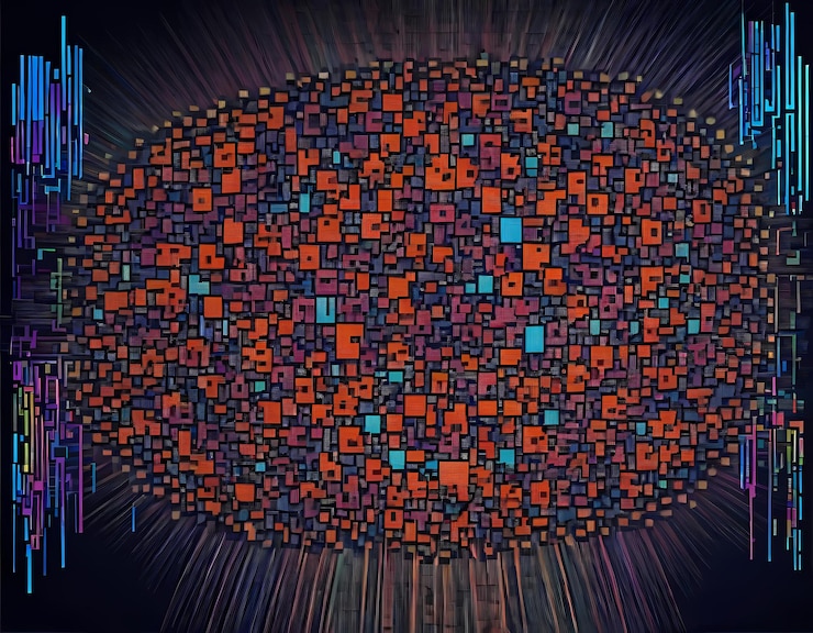 Foto cerebro artístico colorido con conexiones neuronales vibrantes