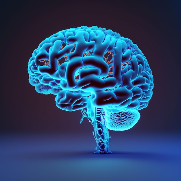 Un cerebro azul con la palabra cerebro en él