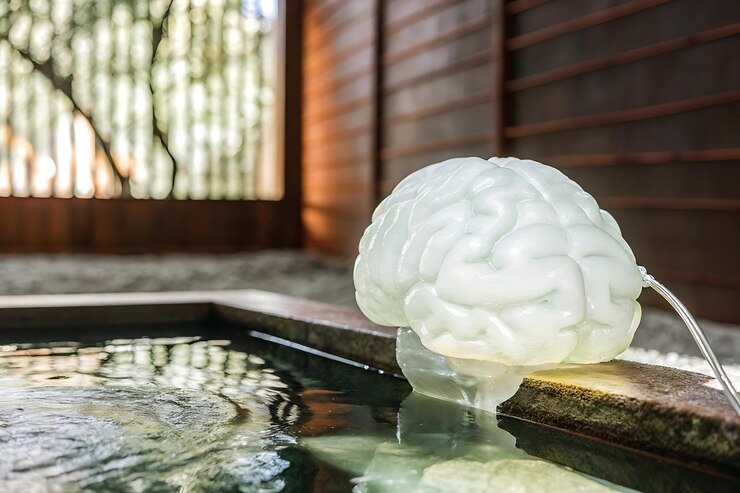 un cerebro brillante hecho de hielo cristalino y suave 4