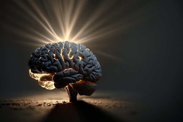 Foto cérebro de feixe de luz recebe conhecimento generative ai
