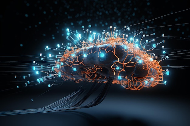Cerebro digital con flujos de datos que representan el c 00054 00