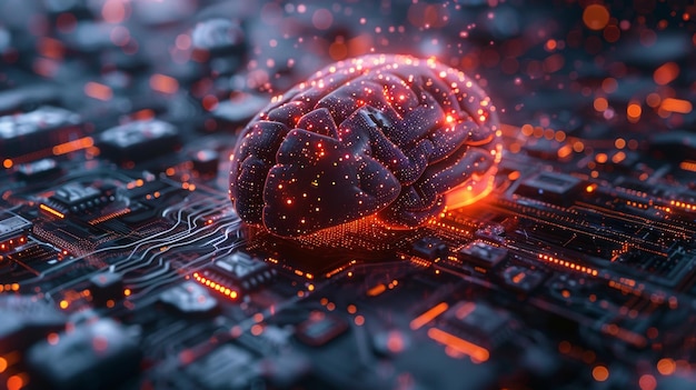 Foto un cerebro digital en un fondo futurista idea de la inteligencia artificial