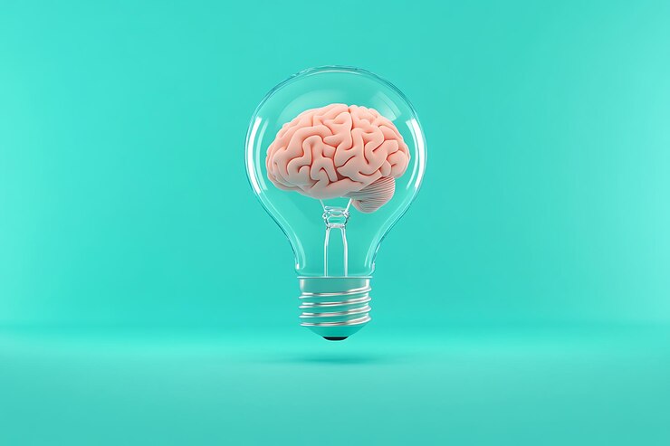 Cérebro em lâmpada Conceito de inteligência