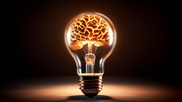 Cérebro em mídia mista de lâmpada Generative AI
