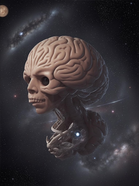 Un cerebro es el centro del universo generado por la IA astronómica.