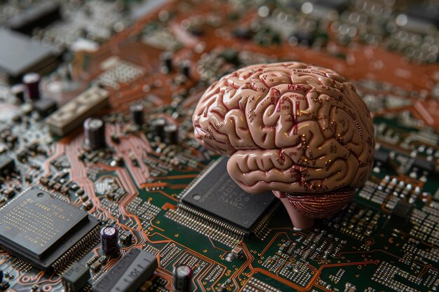 Un cerebro está sentado en la parte superior de un chip de computadora