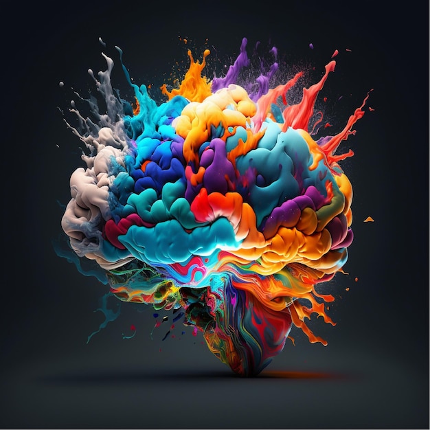 Cerebro explosivo con colores, ai generativo