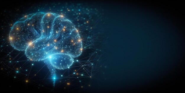 un cerebro con un fondo azul con las palabras " cerebro " en él