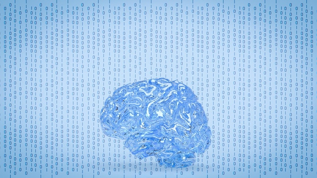 El cerebro en el fondo digital para el aprendizaje automático o la representación 3d del concepto de ai