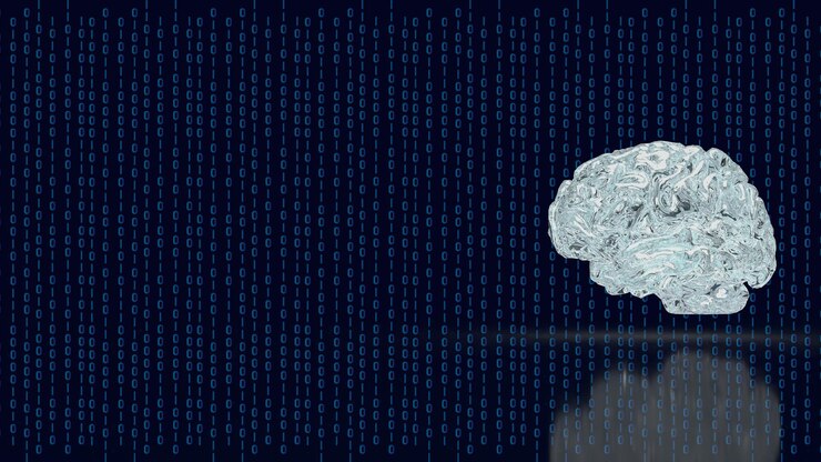 Foto el cerebro en el fondo digital para la representación 3d del concepto creativo o de la idea