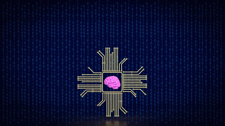 Foto el cerebro y el gadget para la ia o el concepto de aprendizaje automático renderización 3d