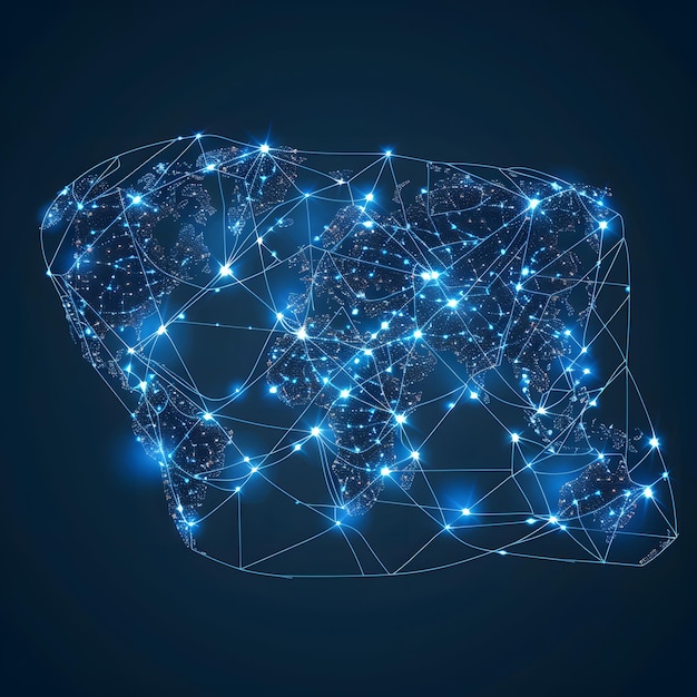 un cerebro hecho de estrellas y líneas azules