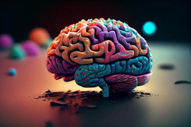 Cerebro humano 3d ilustración Brainstorming conceptgenerative ai