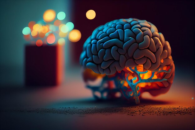 Cerebro humano 3d ilustración Brainstorming conceptgenerative ai