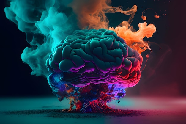 Foto cerebro humano aprendizaje profundo aprendizaje por concepto de pensamiento de estudio con fondo de color humo