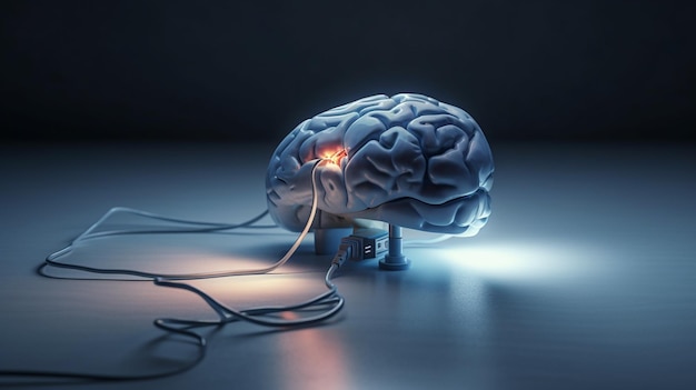 Cerebro humano cargando Ai generativo