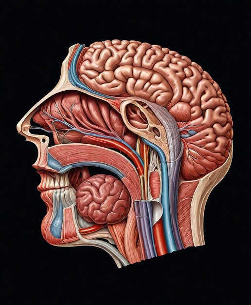 un cerebro humano con un cerebro rojo y la palabra cerebro en él