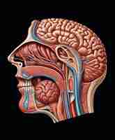 Foto un cerebro humano con un cerebro rojo y la palabra cerebro en él