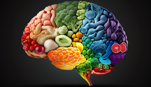 cérebro humano de uma planta ilustrador de IA generativa