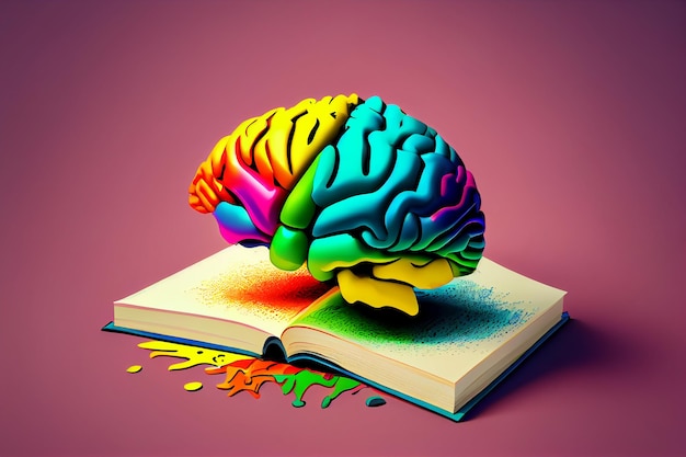 Cérebro humano em um bookgenerative ai
