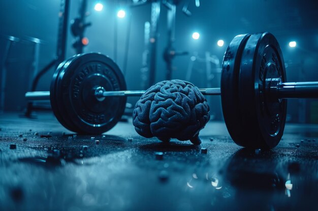 Cérebro humano fazendo treino trabalho pesado levantamento de potência cálculos de potência saúde inteligência inteligente