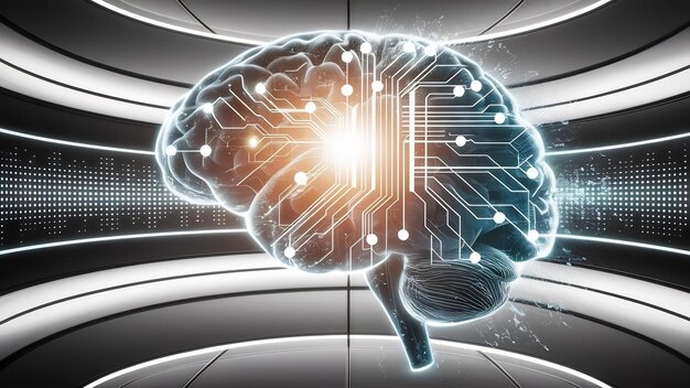 El cerebro humano futurista para el concepto de inteligencia artificial