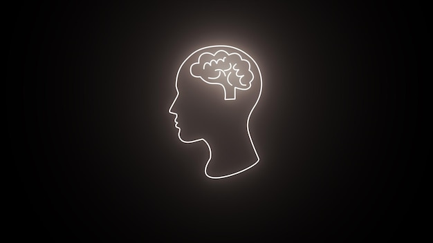 Foto cérebro humano ícone de luz de néon estrutura médica do cérebro o cérebro humano