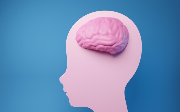 cérebro humano inteligência acuidade mental fundo azul 3d render