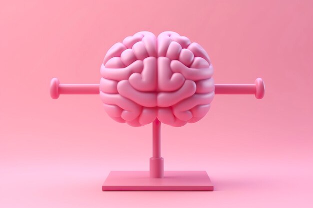 Cerebro humano levantando pesas Cerebro 3D levantando una mancuerna pesada Mente entrenamiento memoria salud Prevención del Alzheimer entrenamiento cerebral educación estudio y salud mental concepto generado por IA