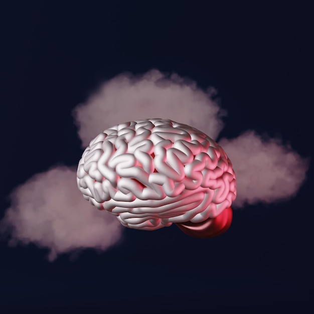 El cerebro humano se nubla el arte contemporáneo creativo Representación 3d Conciencia de la salud mental Mente Imaginación Desarrollo cognitivo