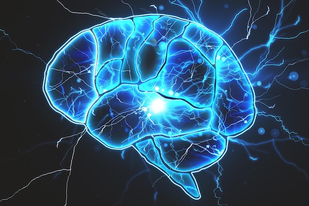 cerebro de IA en el fondo de conexión brillante