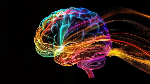un cerebro con una luz colorida en él