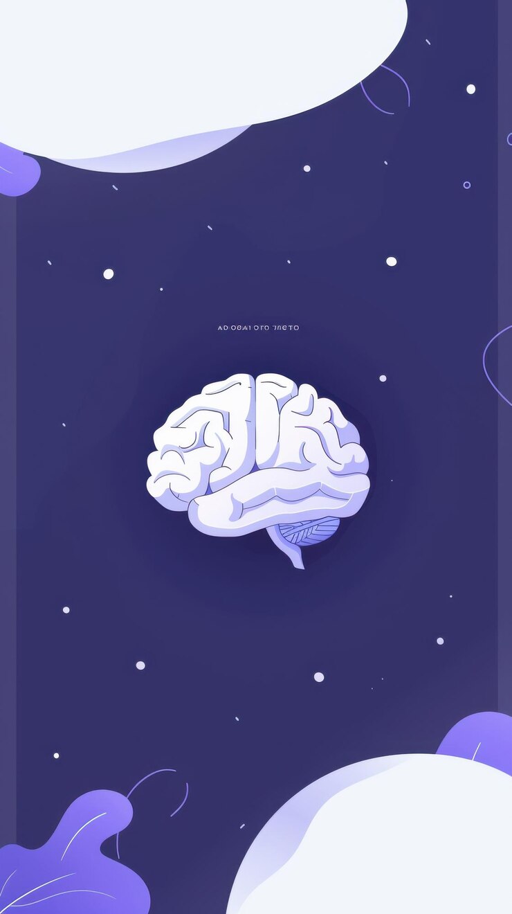Un cerebro se muestra en un fondo azul con estrellas blancas