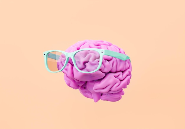 cérebro nerd com óculos