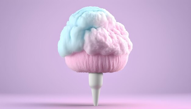 Cerebro de nube rosa y azul en un palo