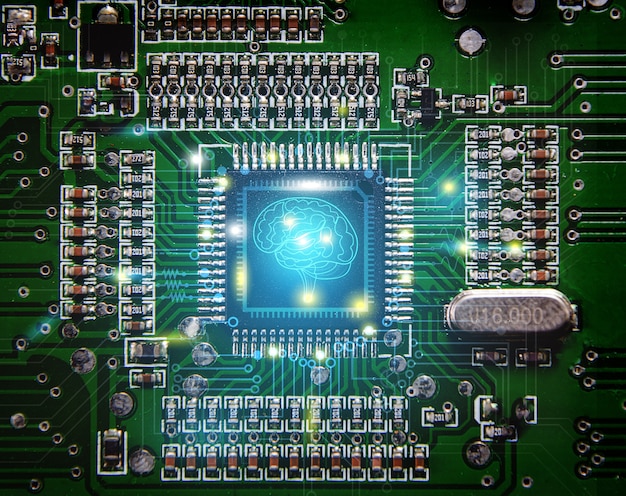 cerebro en placa electrónica