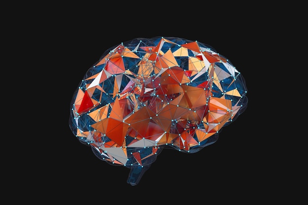 Cerebro y representación 3d de fondo oscuro
