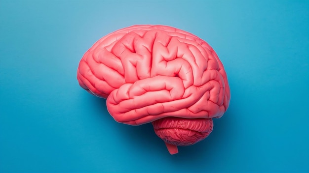 Cérebro rosa em azul