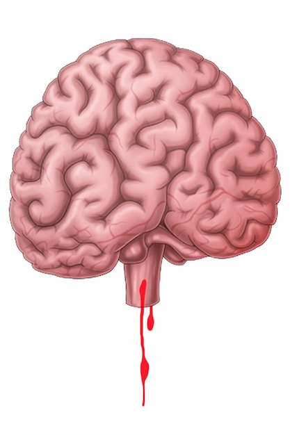 Un cerebro con sangre dentro y otra sangre en el medio.