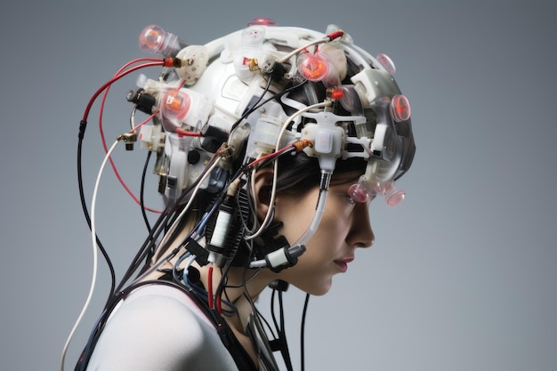 Foto el cerebro del sensor eeg preciso genera ai