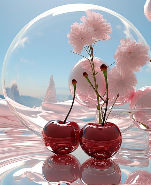 cereja dentro da bola de cristal cereja dentro da bola de vidro Criado usando IA generativa