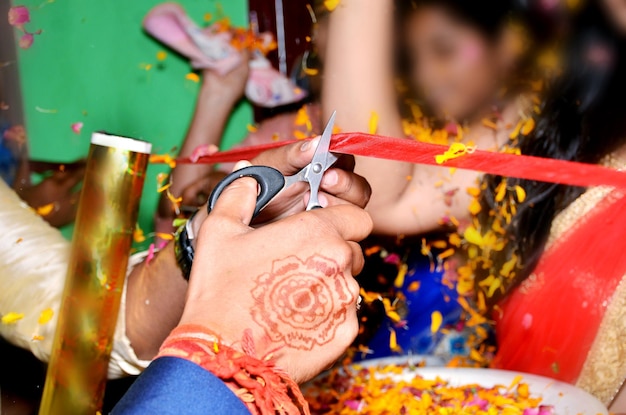 Ceremonia de bienvenida del ritual de la boda india