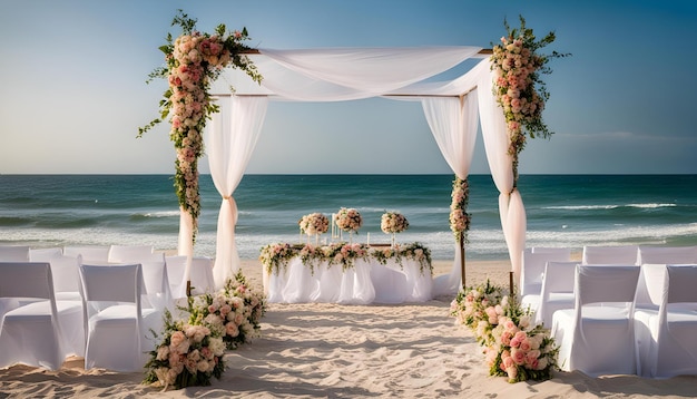 Foto la ceremonia de la boda en la playa