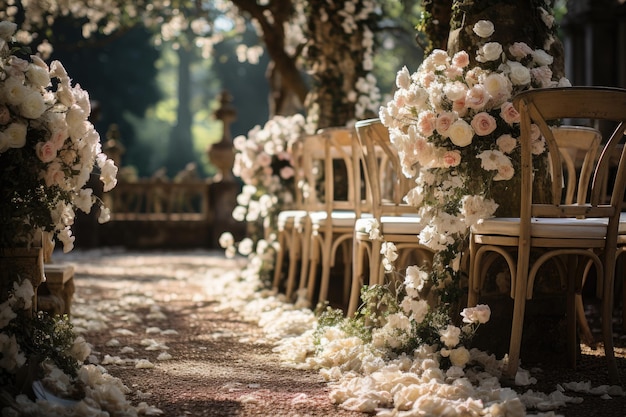 Ceremonia de boda romántica en el jardín de Florido.