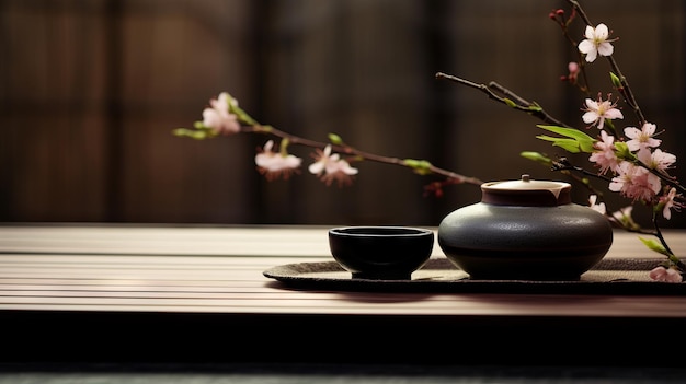 Una ceremonia de té zen con un enfoque en la belleza del momento