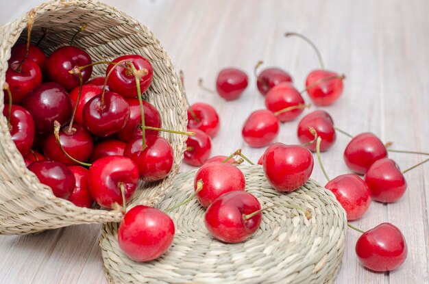 cereza en una cesta