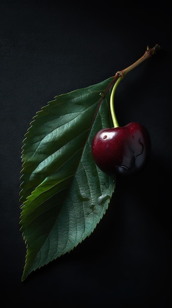 cereza con hoja