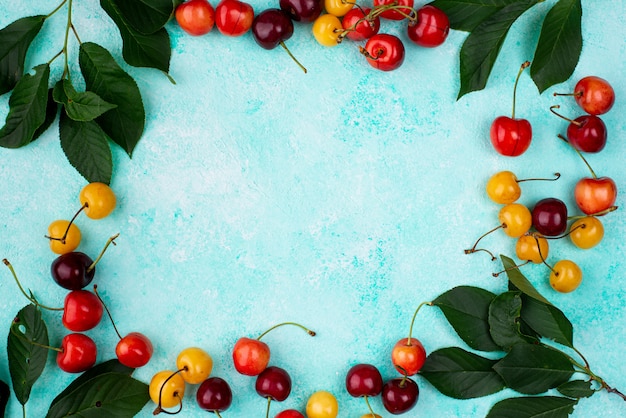 Cereza roja y amarilla madura fresca