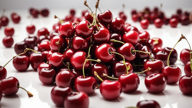 Cereza sobre fondo de estilo blanco liso