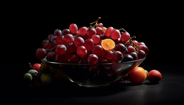 Foto cerezas en un cuenco de vidrio cerezas en un vaso